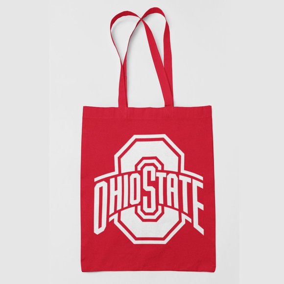 NEW Ohio State Buckeyes Wordmark Letter Logo Canvas Medium Tote Bag RED - Picture 1 of 2